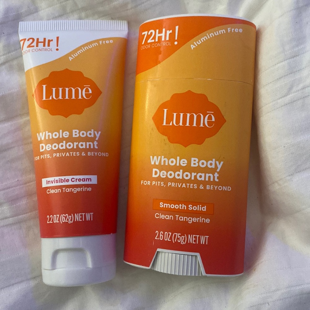 Lume smooth, solid/invisible cream, clean tangerine, 2.2/2.6 ounces.